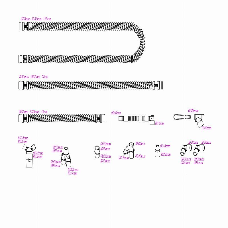 Контур дихальний багаторазовий MEDICARE, з 1 вологозбірником та проводом нагріву, для дорослих